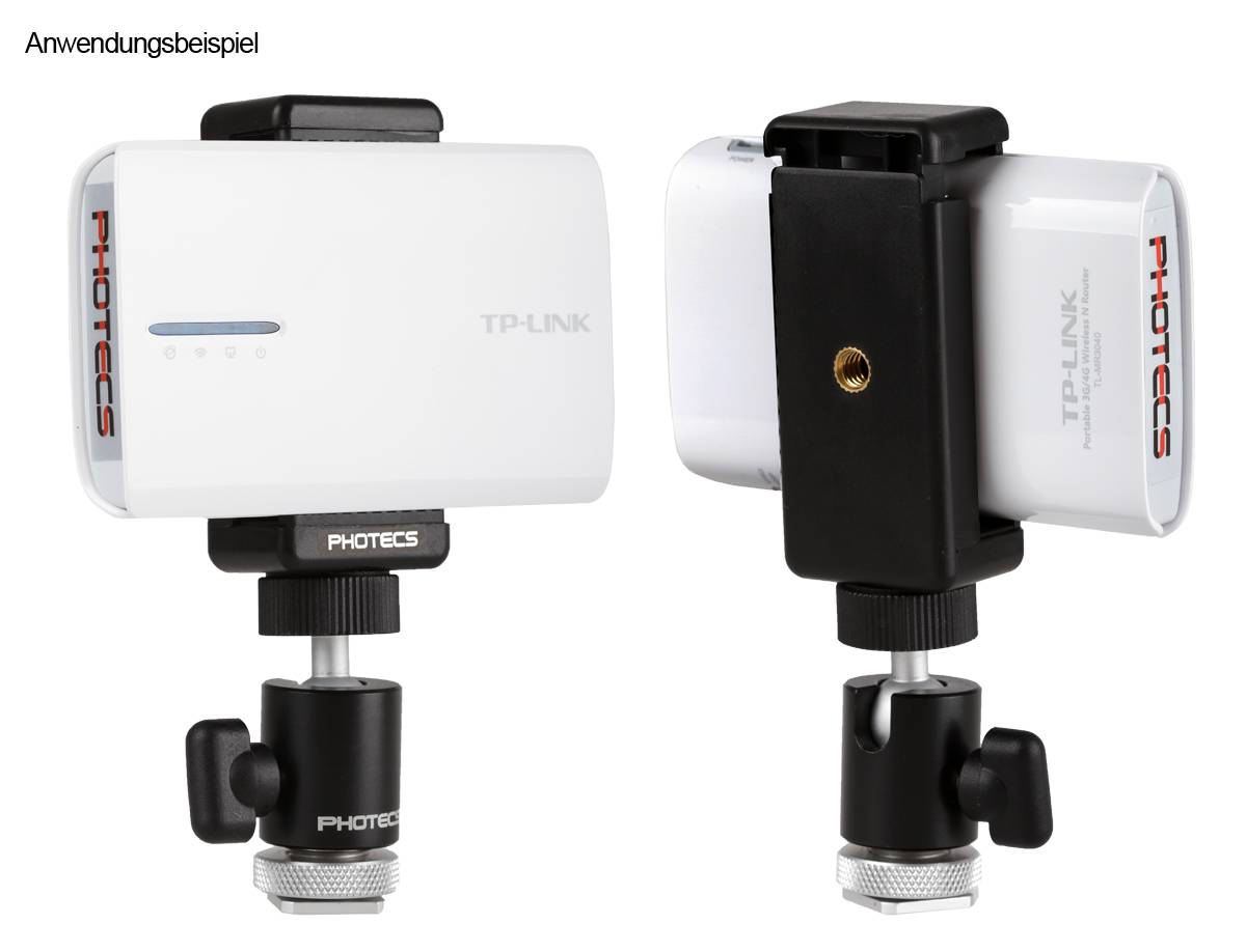 Photecs® Blitzschuh Adapter Set V6, Phone Clip klemmt Geräte von 55-85mm, Smartphone auf Blitzschuh-3