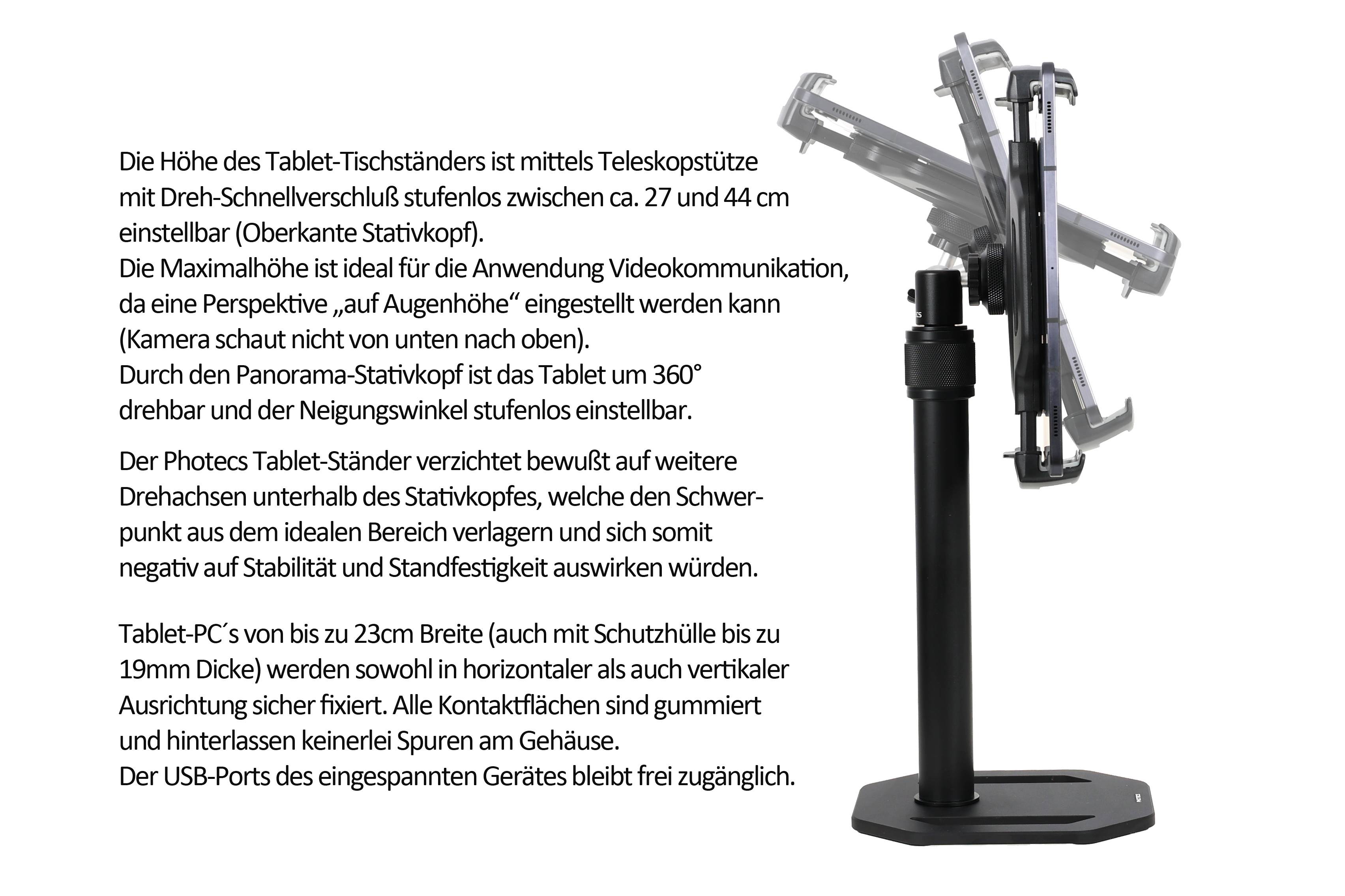 Photecs® Tablet Tischständer Pro V5-L, höhenverstellbares Tablet-Tischstativ-2