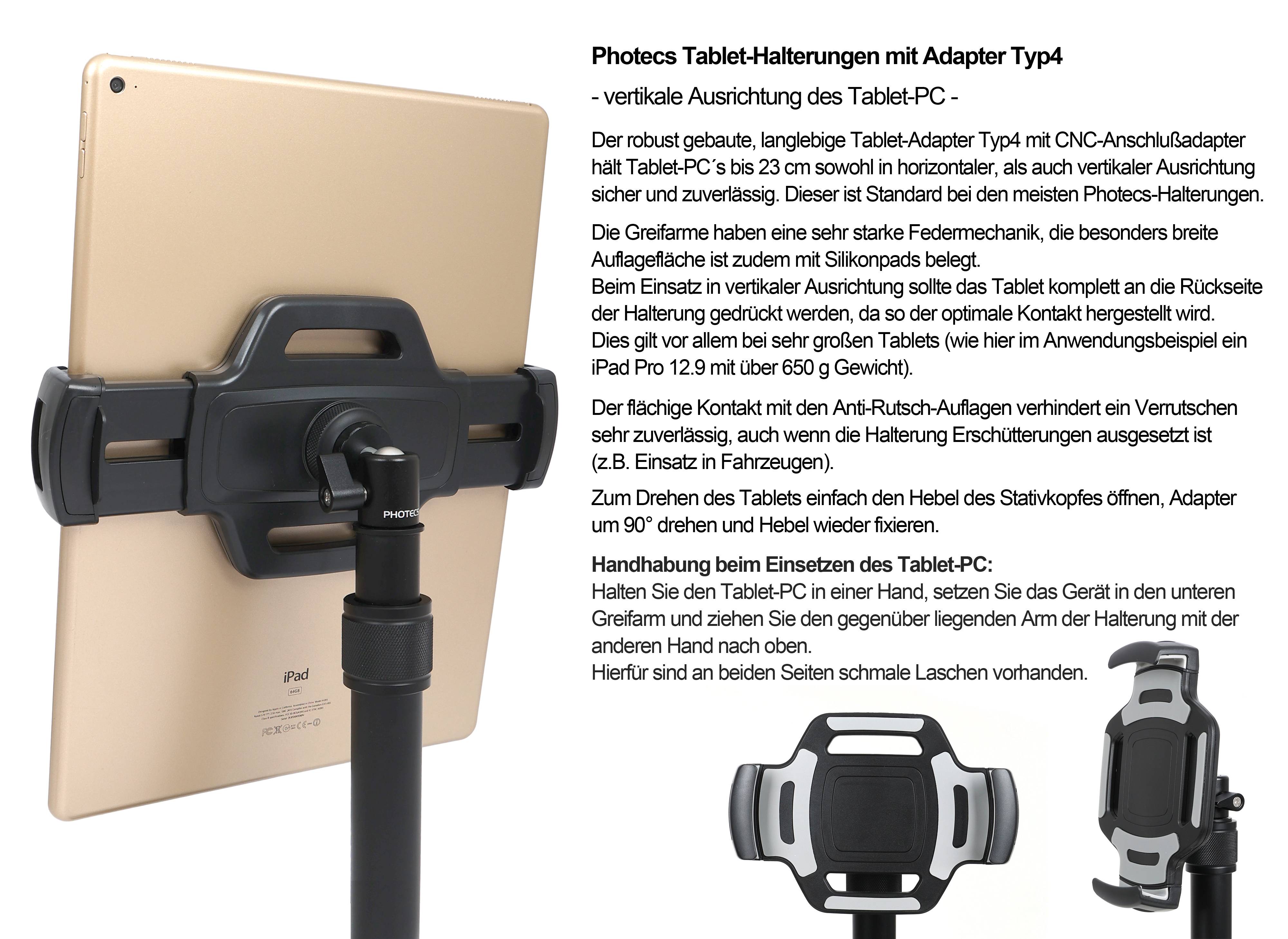 Photecs® Tablet Tischständer Pro V5-L, höhenverstellbares Tablet-Tischstativ-4