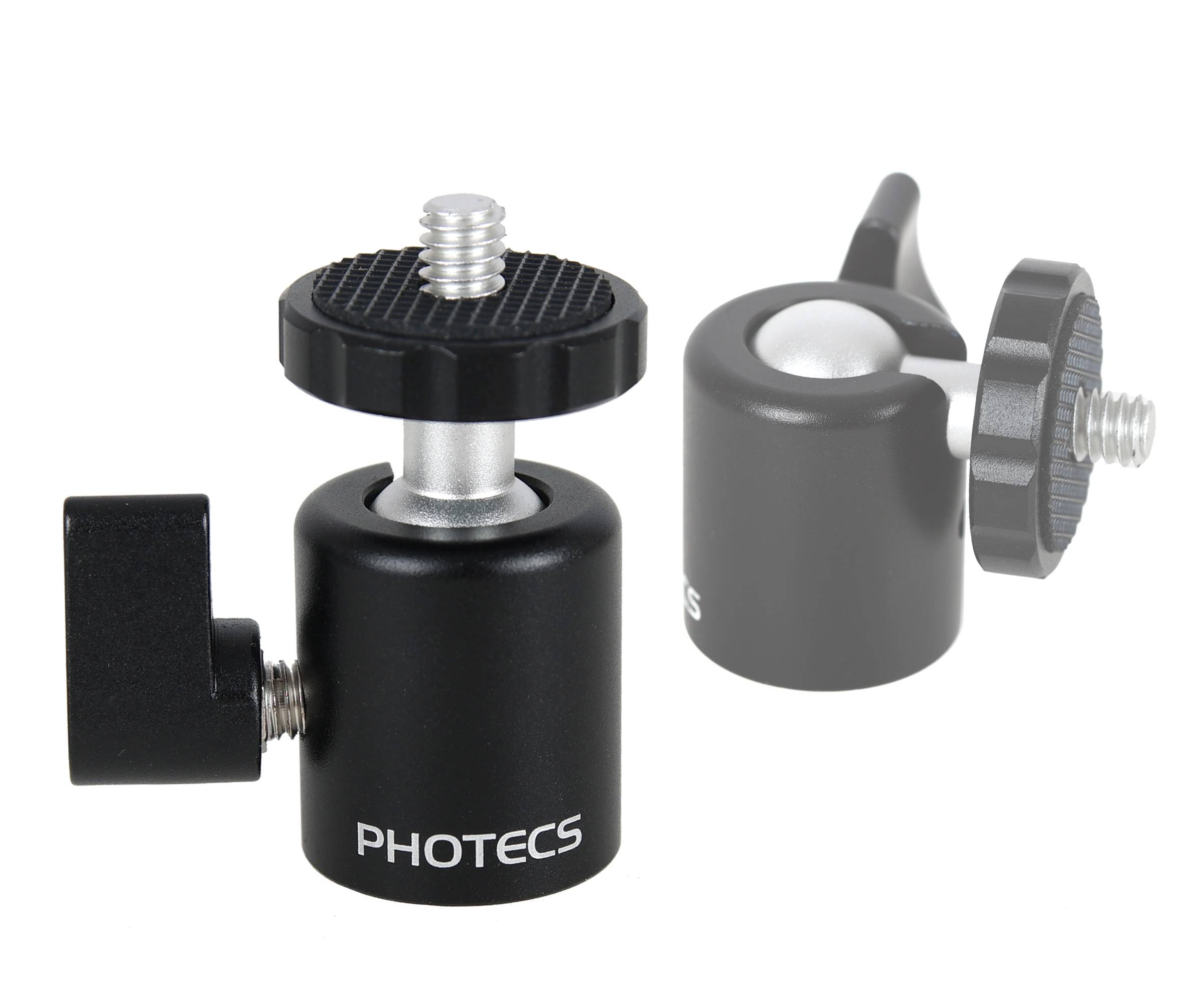 Photecs® Mini Stativkopf Pro V3, CNC-gefertigt, Anschluss 3/8" & ¼", justierb. Hebel-0