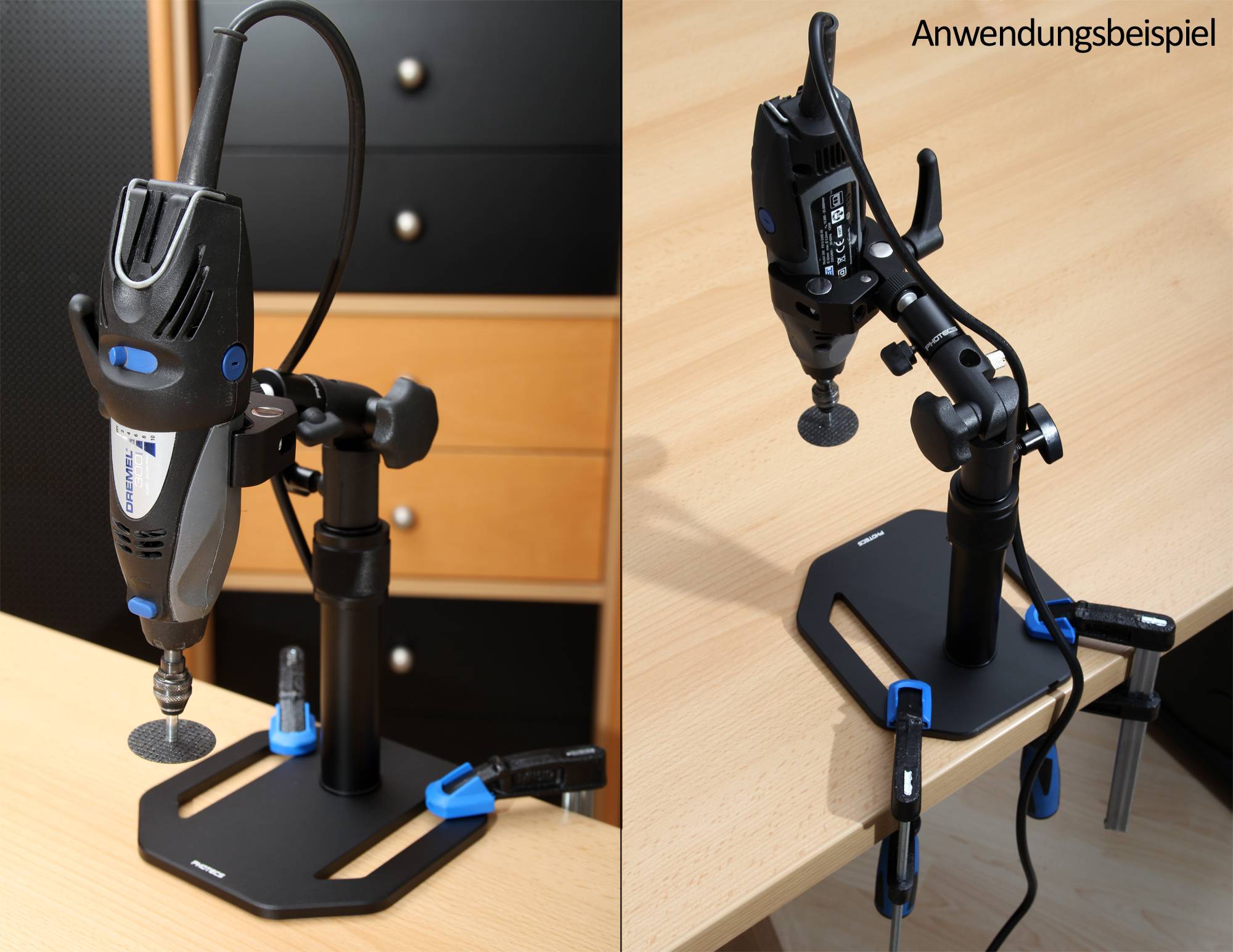 Photecs® Dritte Hand V2, höhenverstellbar bis ca. 37 cm, Objekthalter, Werkzeugträger-3