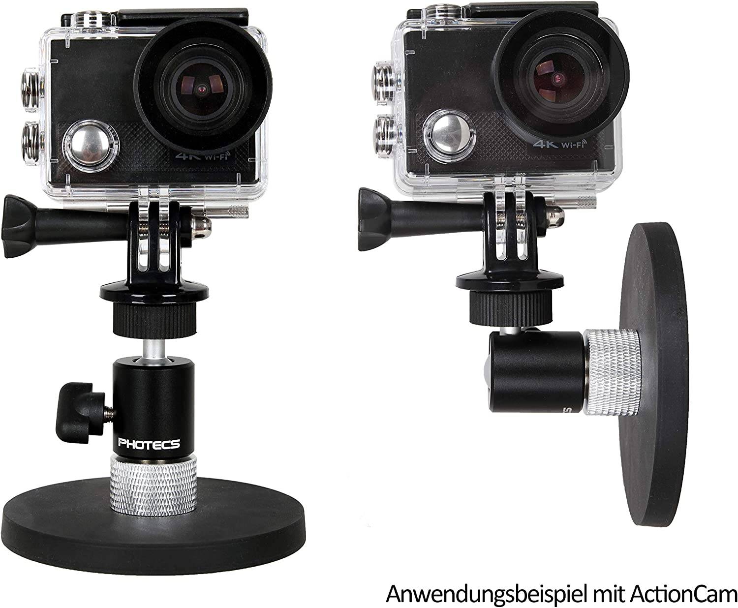 Photecs® Magnet-Halterung 88mm UNC 1/4" für Kamera, Action Cam/GoPro, Handy, Sensorik etc. (PMH-3)-2