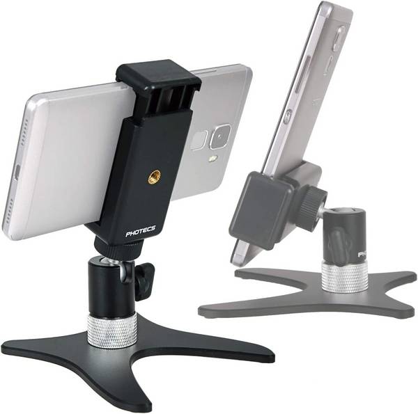 Photecs® Smartphone Stativ Pro V2-PX, Selfie-Stativ, Handy-Halter, Ständer für Handy, Kameras etc.