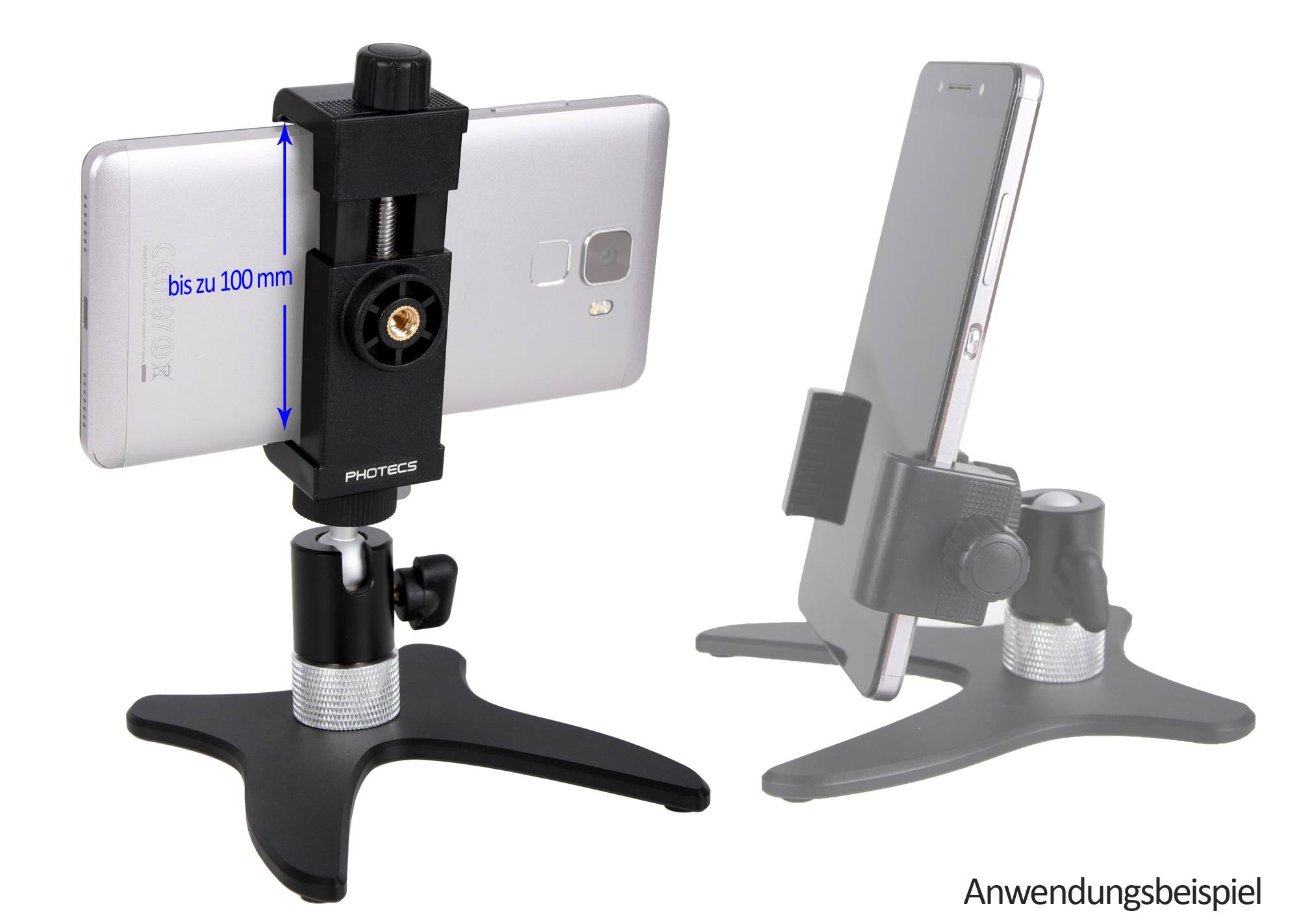 Photecs® Smartphone Stativ Pro V3-PX, Selfie-Stativ, Handy-Halter, Ständer für Handy, Kameras etc.-0