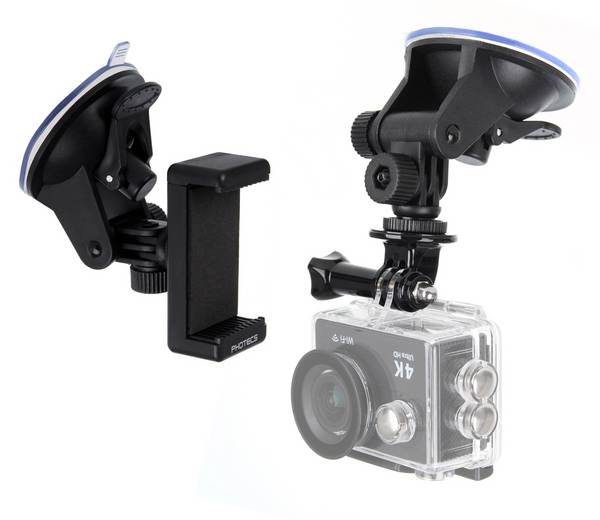 Photecs® Universal Saugnapf Halterung V2 (55-85mm), für Smartphone, Kamera, Handy, ActionCam, GoPro