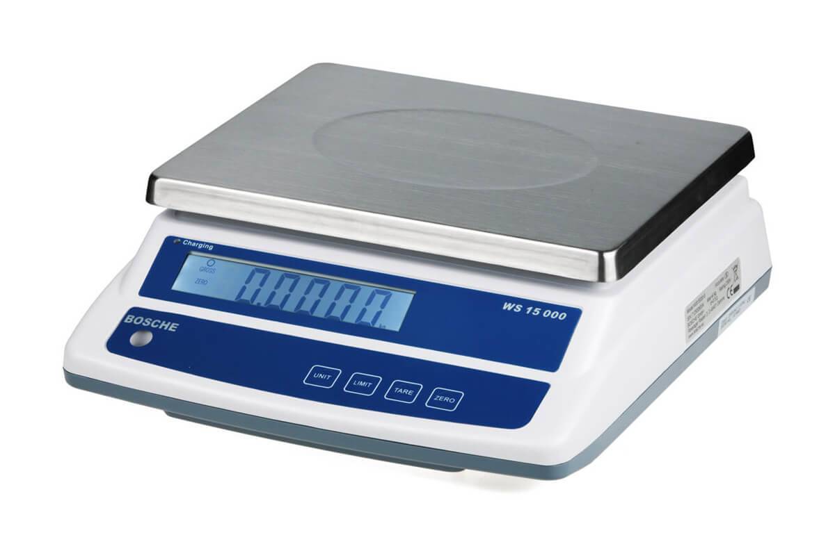 BOSCHE Wägetechnik Tischwaage WS 15000 - 30 kg Ablesbarkeit 2 g | Akku oder Netzbetrieb-0