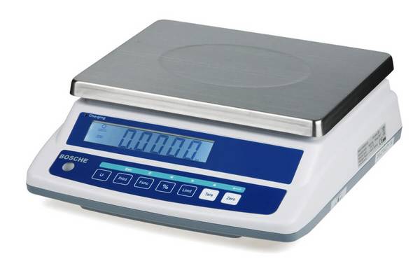 BOSCHE Wägetechnik Tischwaage WS 60000 - 6 kg Ablesbarkeit 0,1 g | Akku oder Netzbetrieb