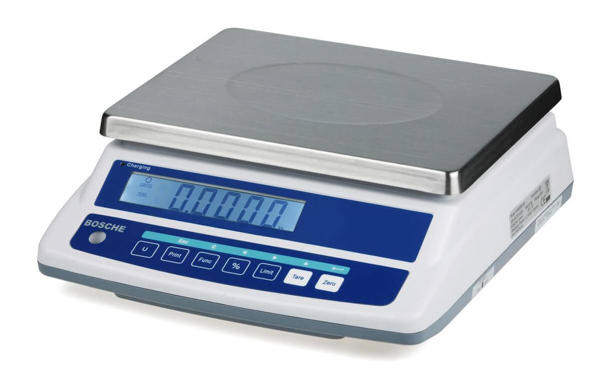 BOSCHE Wägetechnik Tischwaage WS 60000 - 6 kg Ablesbarkeit 0,1 g | Akku oder Netzbetrieb-0