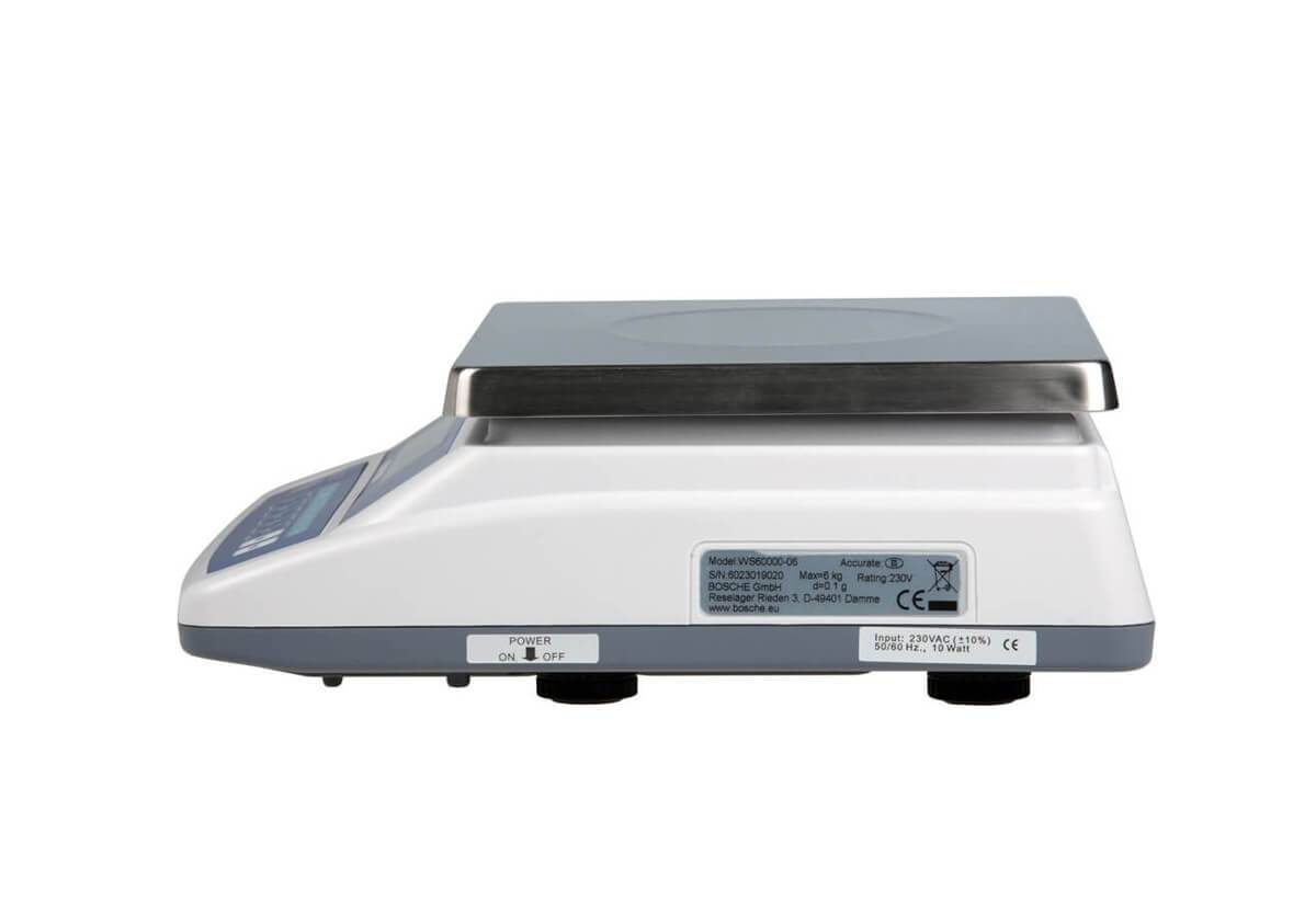 BOSCHE Wägetechnik Tischwaage WS 60000 - 6 kg Ablesbarkeit 0,1 g | Akku oder Netzbetrieb-2