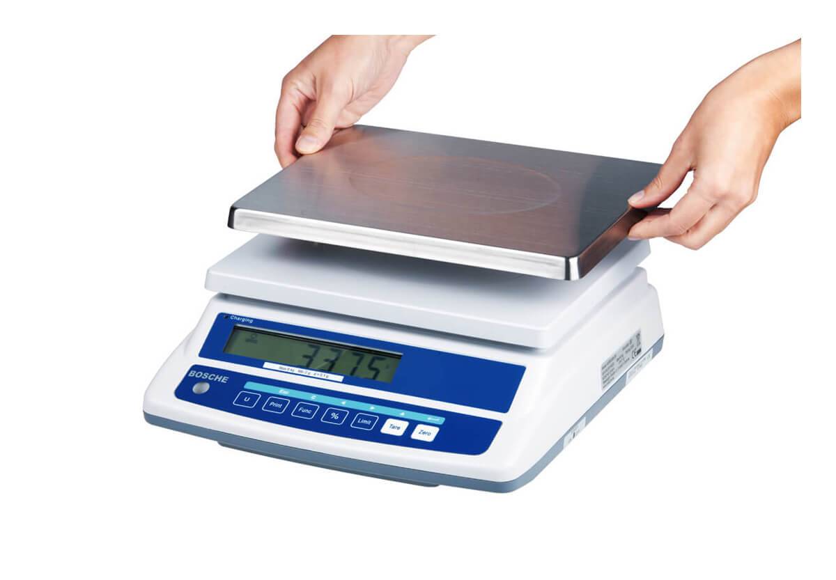 BOSCHE Wägetechnik Tischwaage WS 60000 - 6 kg Ablesbarkeit 0,1 g | Akku oder Netzbetrieb-4