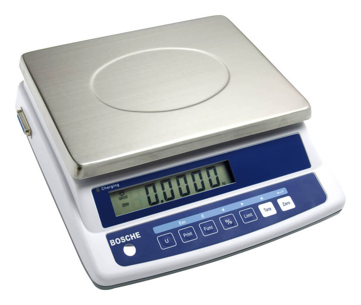 BOSCHE Wägetechnik Zweibereichs-Tischwaage WSE, 15/30 kg | Ablesbarkeit 5/10 g | Akku oder Netzbetrieb-1