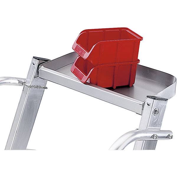 MUNK 707186 Alu-Stehleiter mit großer Plattform, Handlauf beidseitig, 5 Stufen inkl. Plattform.-3