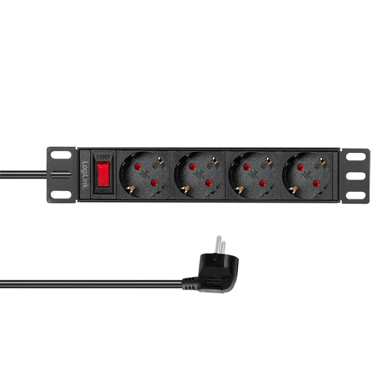 Logilink Steckdosenleiste 4-fach mit Schalter,10(1HE),2m Multimedia-Technik Steckdosenleisten-0