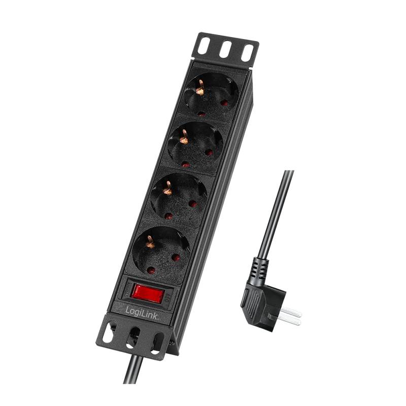 Logilink Steckdosenleiste 4-fach mit Schalter,10(1HE),2m Multimedia-Technik Steckdosenleisten-1