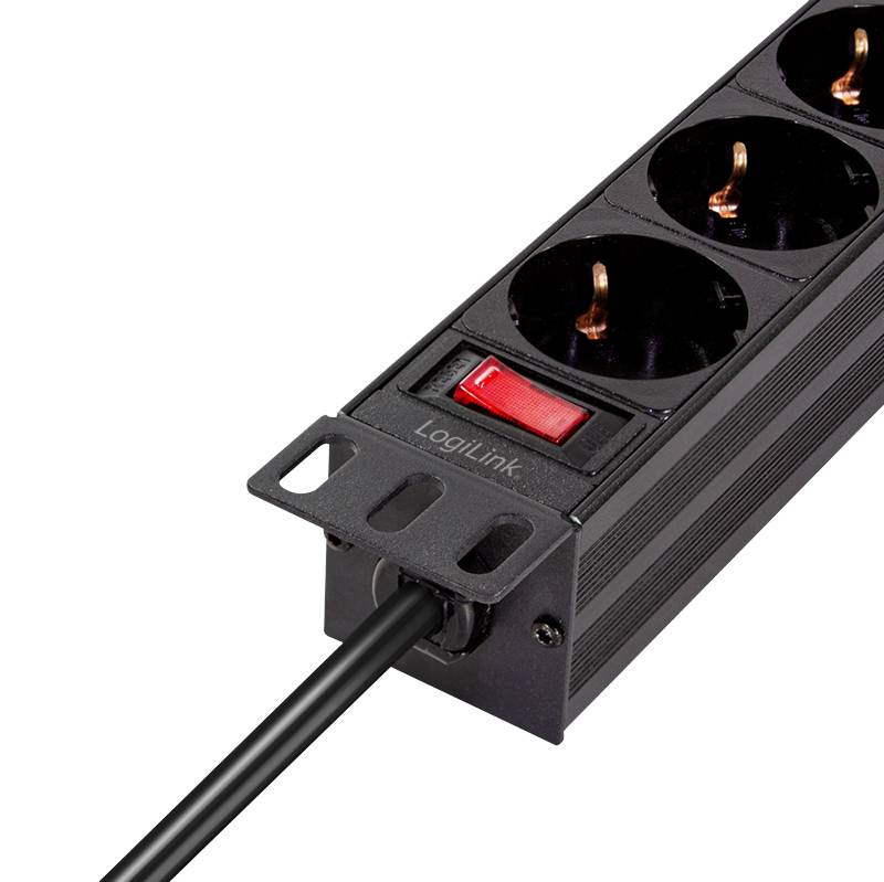 Logilink Steckdosenleiste 4-fach mit Schalter,10(1HE),2m Multimedia-Technik Steckdosenleisten-4