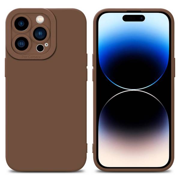 Cadorabo Hülle für Apple iPhone 14 PRO Schutz Hülle in Braun TPU Silikon Etui Case Handyhülle