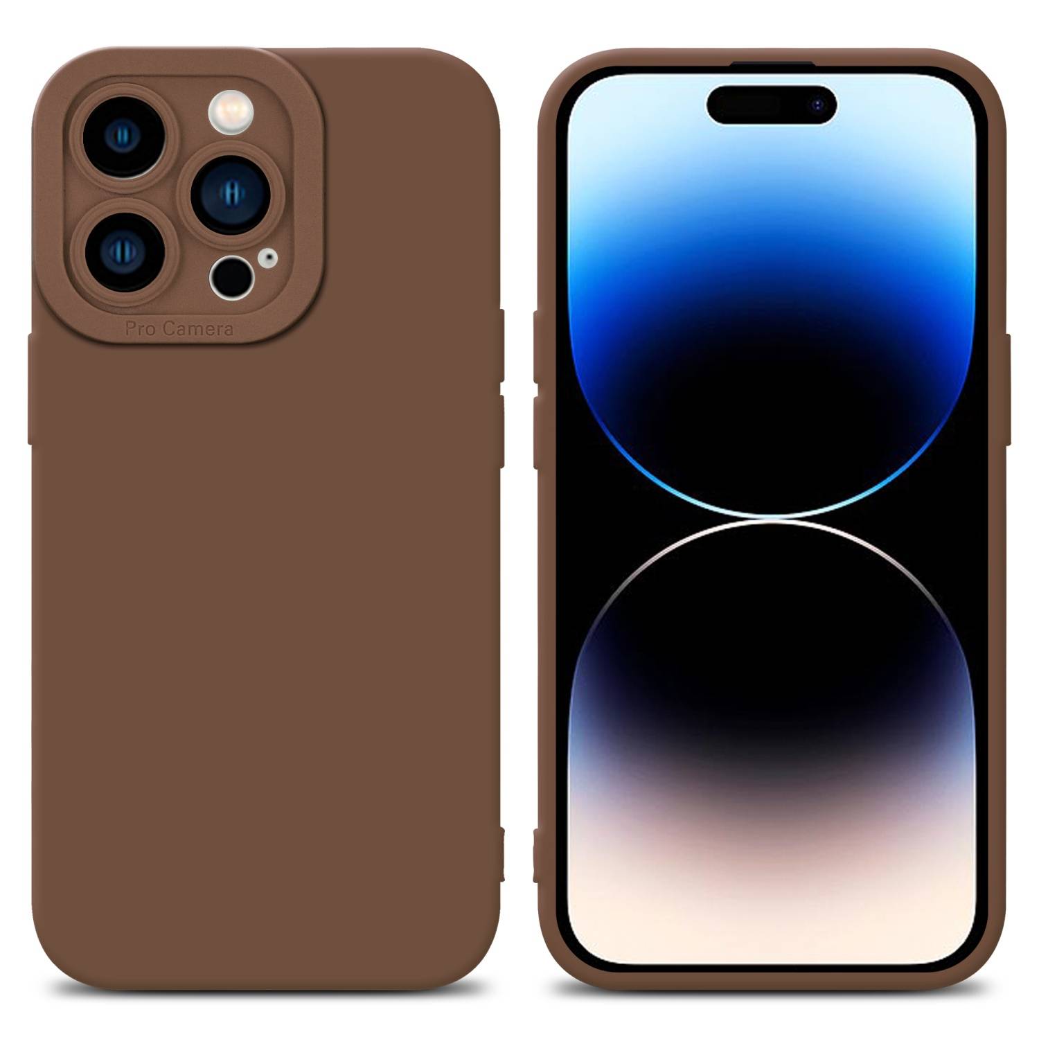 Cadorabo Hülle für Apple iPhone 14 PRO Schutz Hülle in Braun TPU Silikon Etui Case Handyhülle-0