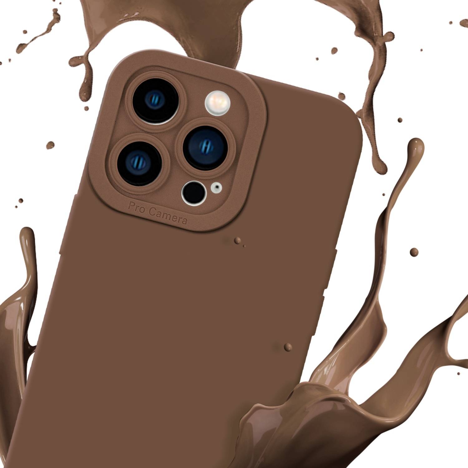 Cadorabo Hülle für Apple iPhone 14 PRO Schutz Hülle in Braun TPU Silikon Etui Case Handyhülle-1