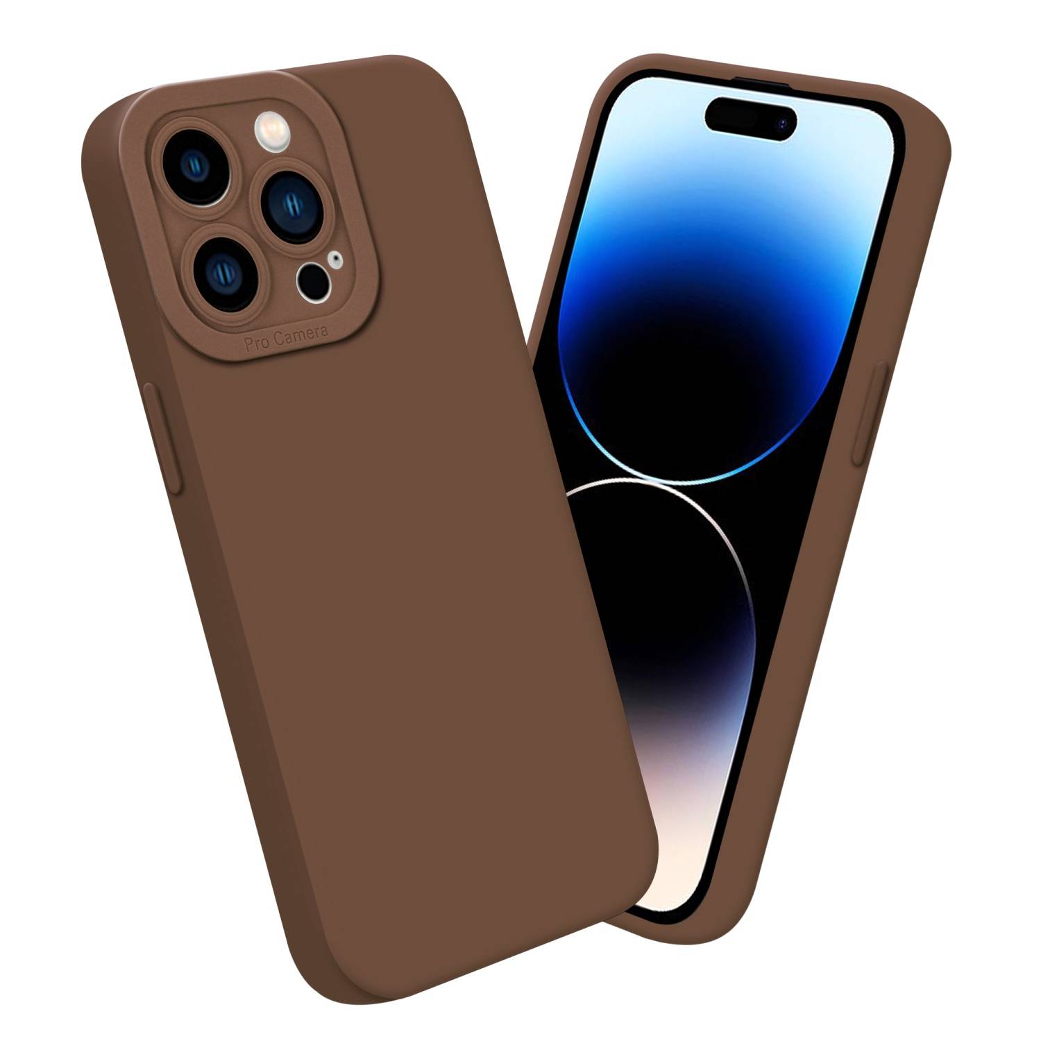 Cadorabo Hülle für Apple iPhone 14 PRO Schutz Hülle in Braun TPU Silikon Etui Case Handyhülle-2