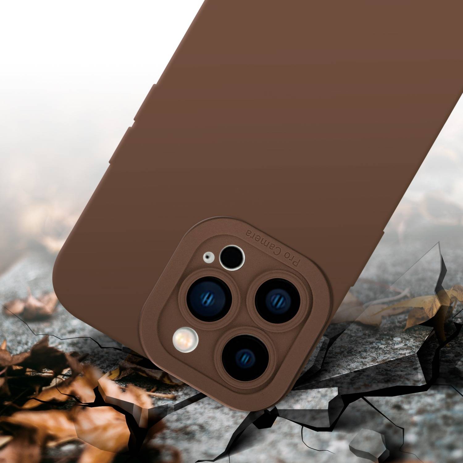 Cadorabo Hülle für Apple iPhone 14 PRO Schutz Hülle in Braun TPU Silikon Etui Case Handyhülle-3