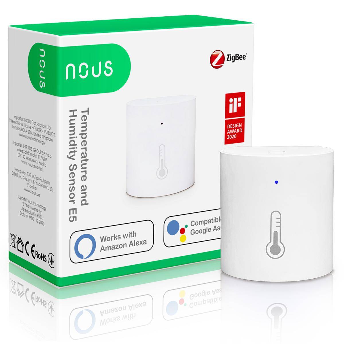 Nous E5 Smarter Luftfeuchtigkeits- und Temperatursensor, ZigBee-0