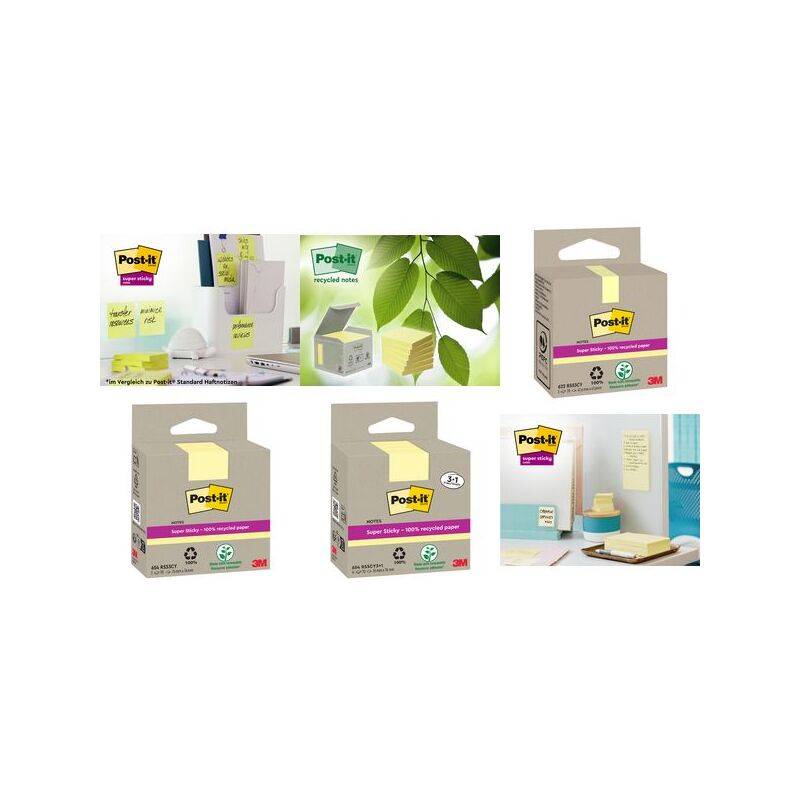 Post-it Super Sticky Recycling Notes, 76 x 76 mm, gelb (9000863)-0