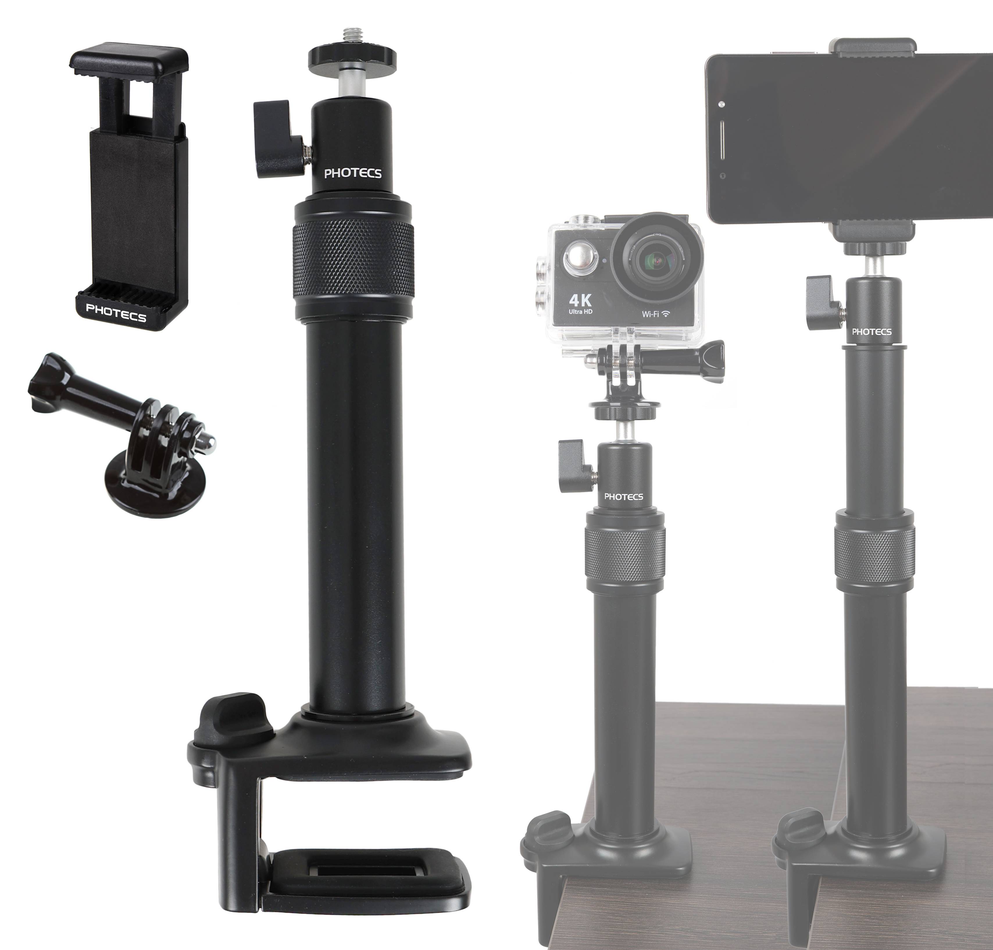 Photecs® Universal Tischstativ UTS-S, höhenverstellbares Klemmstativ für Kamera, Mikro, Licht etc.-0