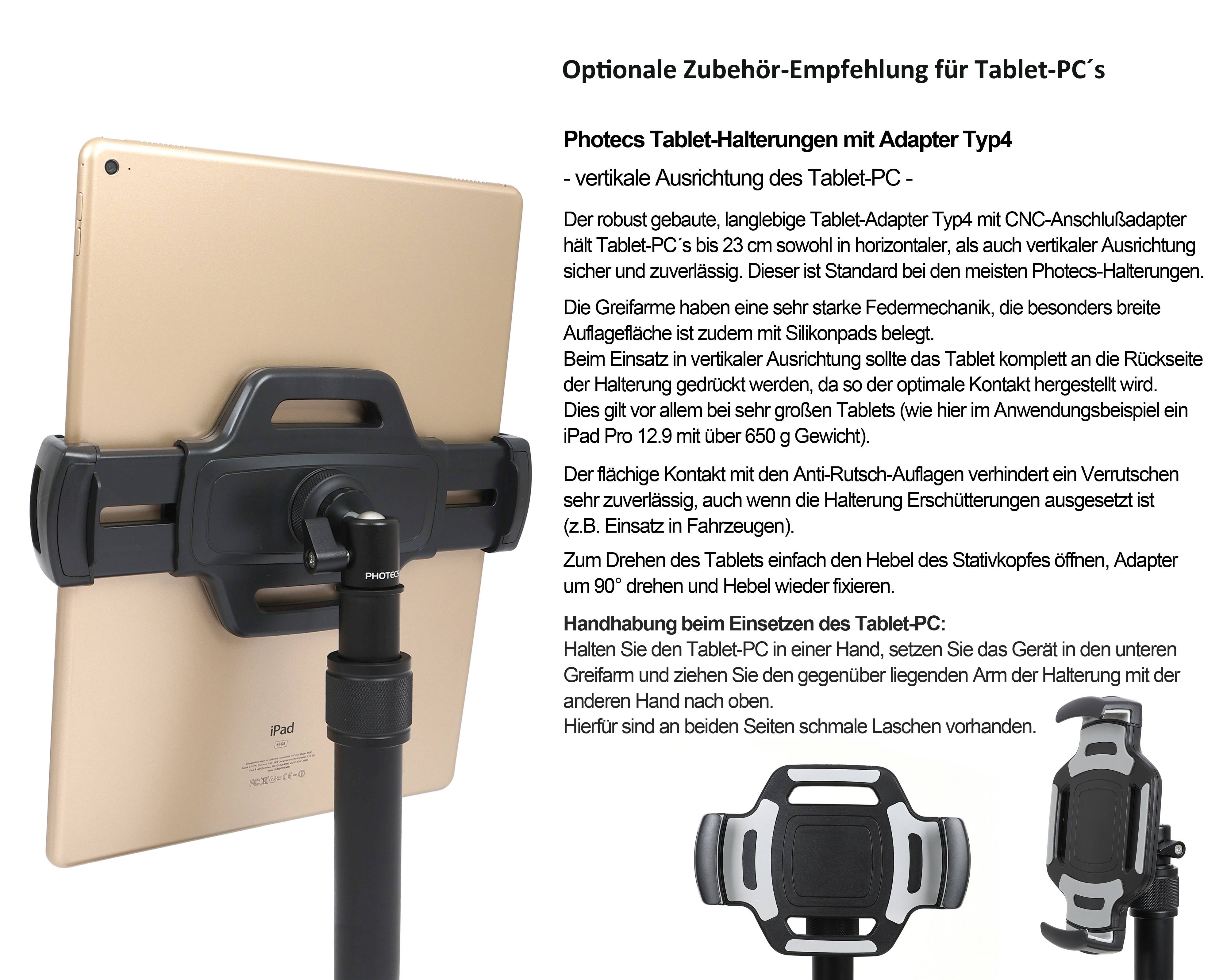 Photecs® Universal Tischstativ UTS-S, höhenverstellbares Klemmstativ für Kamera, Mikro, Licht etc.-2