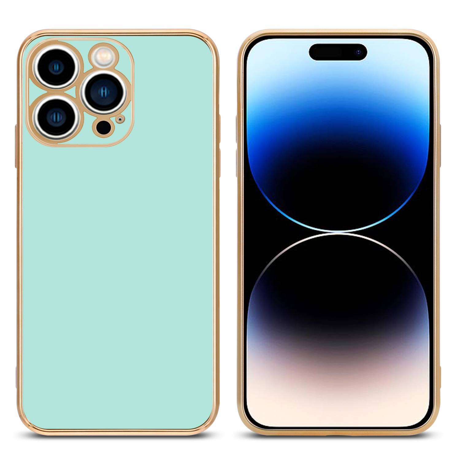 Cadorabo Schutzhülle für Apple iPhone 14 PRO Hülle in Grün Handyhülle TPU Silikon Kameraschutz Etui Case-1