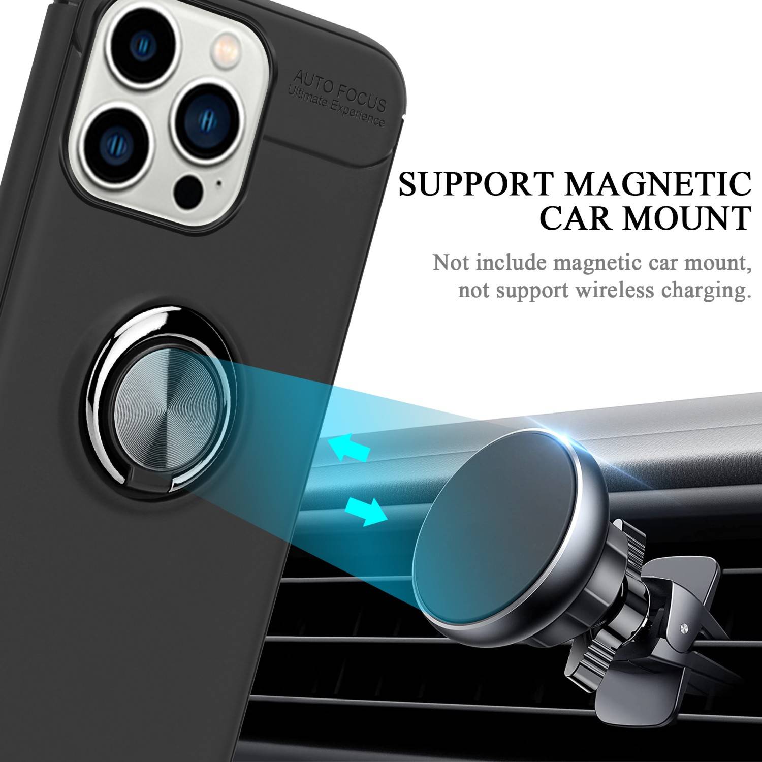 Cadorabo Schutzhülle für Apple iPhone 14 PRO Hülle in Schwarz Handyhülle Etui Cover Case Silikon TPU-3
