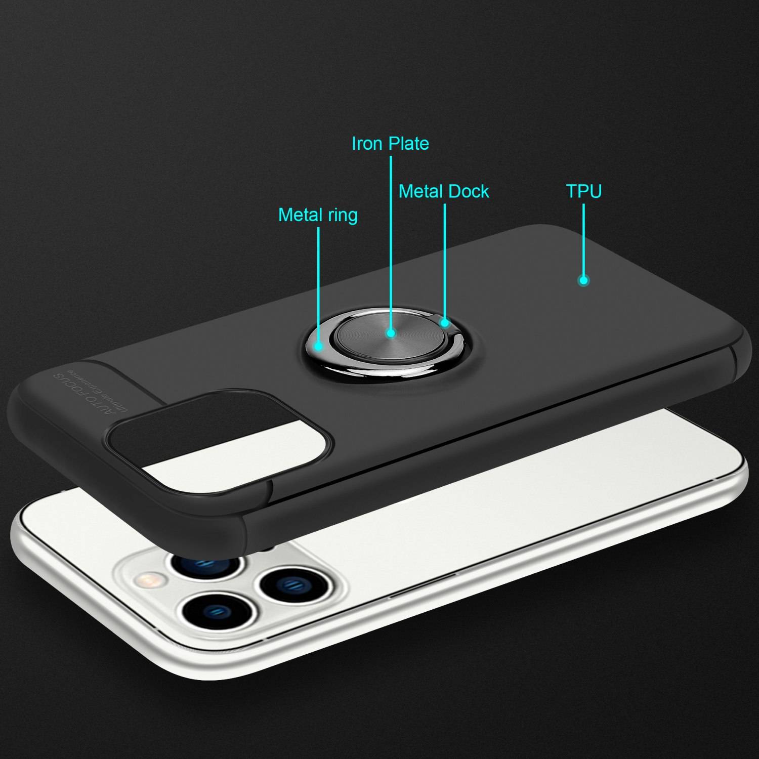 Cadorabo Schutzhülle für Apple iPhone 14 PRO Hülle in Schwarz Handyhülle Etui Cover Case Silikon TPU-4