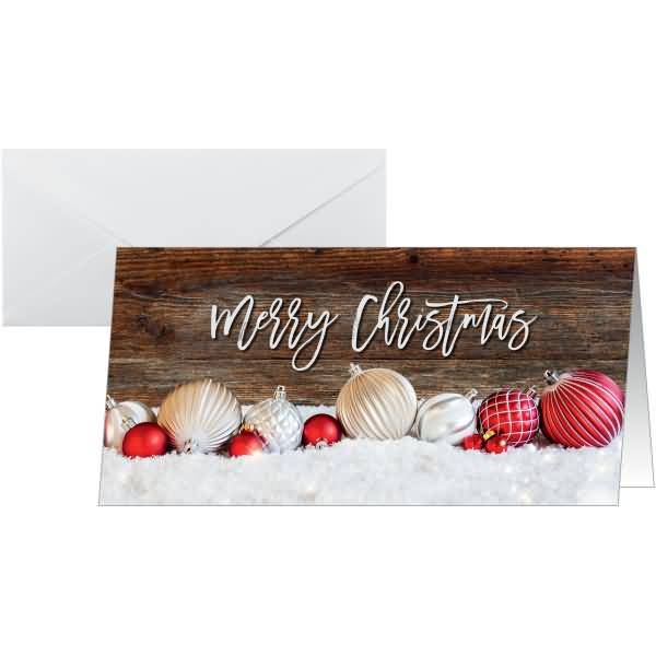 Weihnachts-Karte DL 250g 25+25 Stück Red-white Christmas with dark wood-0