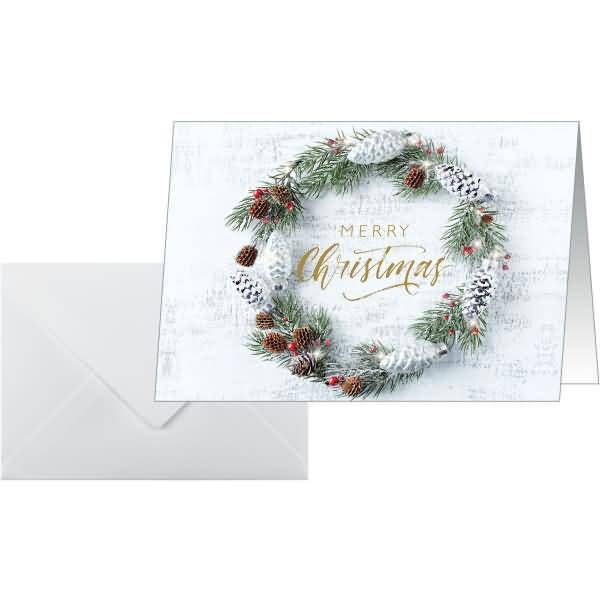 Weihnachtskarte A6 (A5) 250g 25+25 Stück Christmas wreath-0