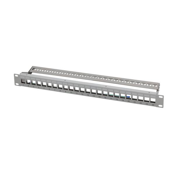 LogiLink Professional 19" Patchpanel für 24 Keystone-Module mit Kabelabfang