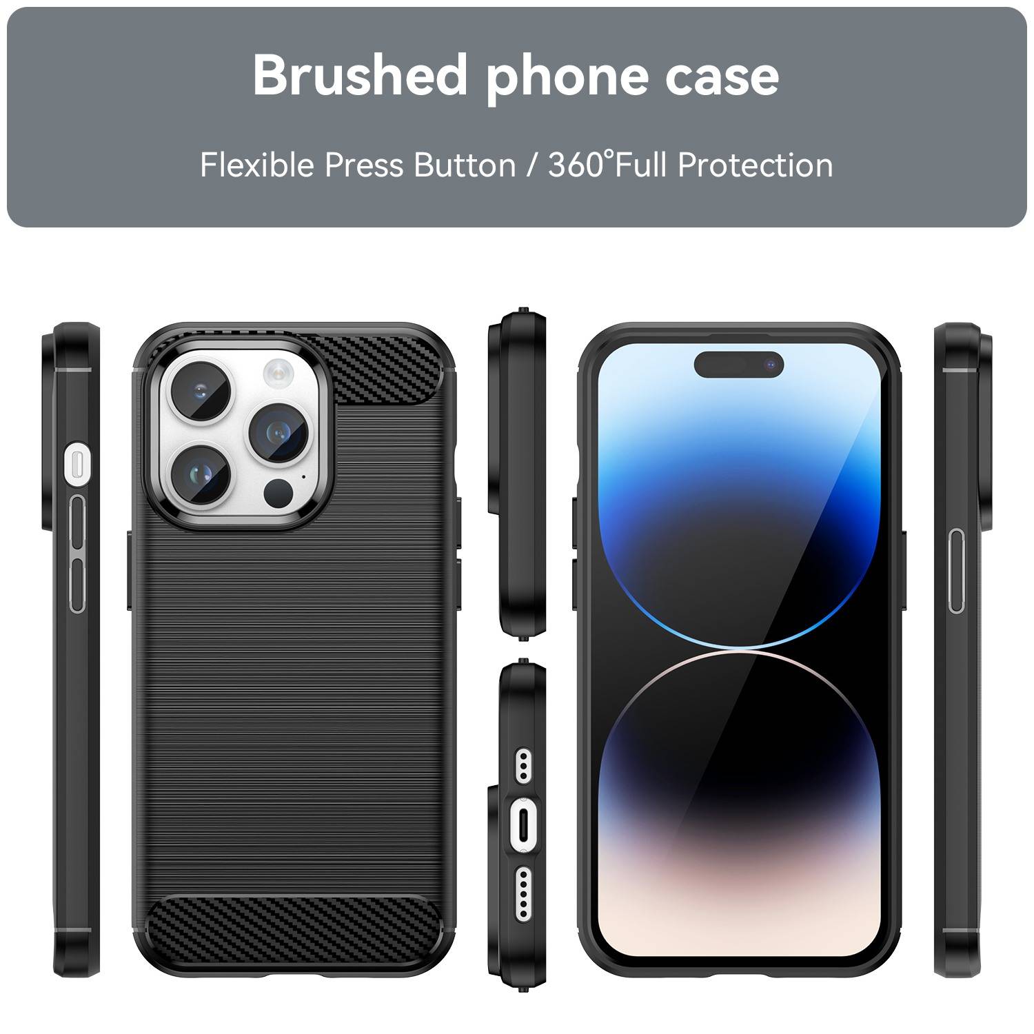 Cadorabo Hülle für Apple iPhone 14 PRO in Schwarz Schutzhülle TPU Case Cover Etui Handyhülle-2