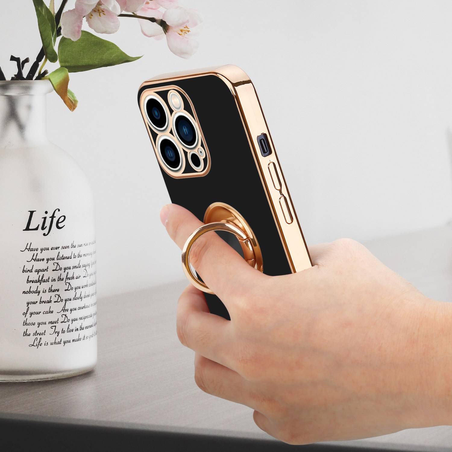 Cadorabo Schutzhülle für Apple iPhone 14 PRO Hülle in Schwarz Etui Case Cover Kameraschutz magnetische Autohalterung-4
