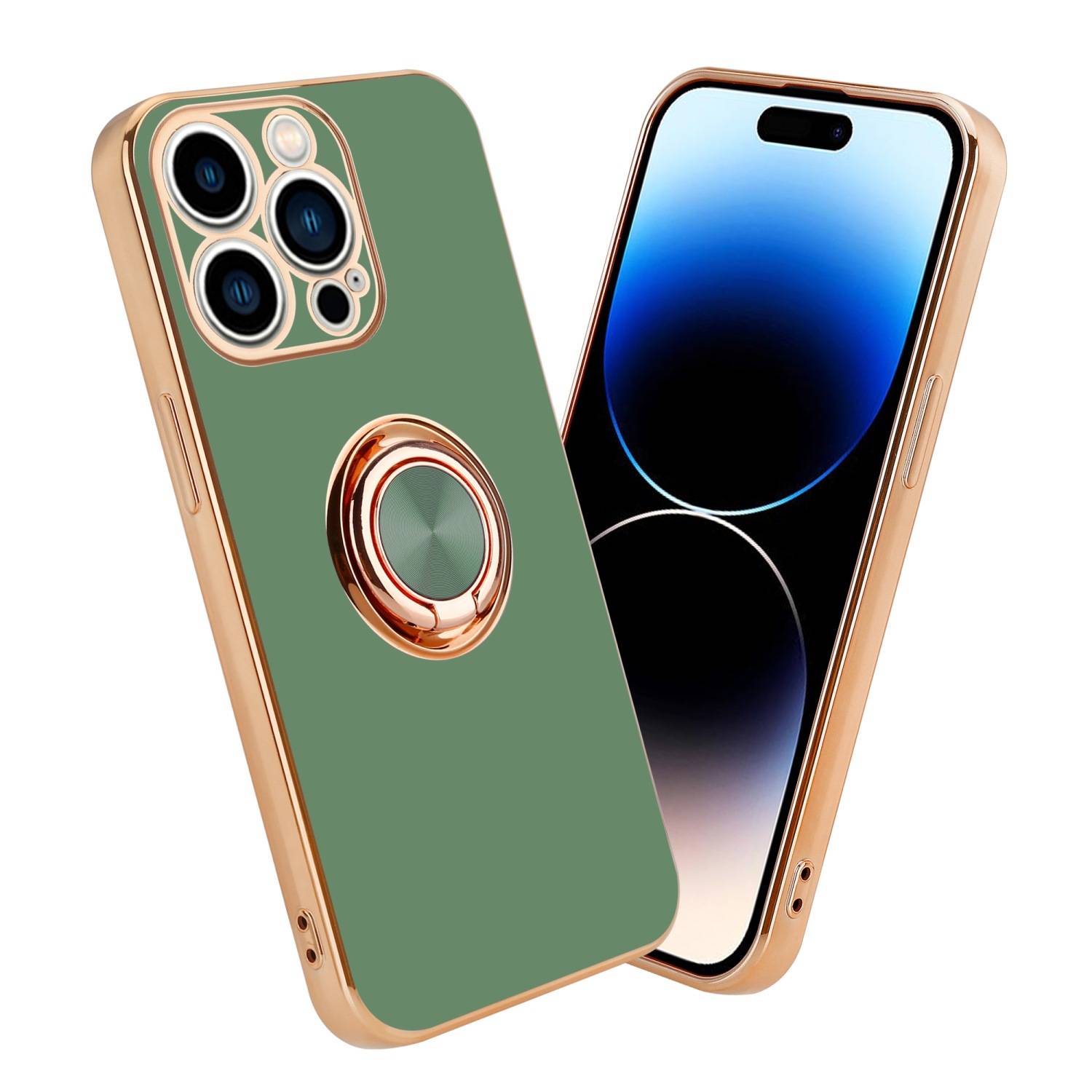Cadorabo Schutzhülle für Apple iPhone 14 PRO Hülle in Grün Etui Case Cover Kameraschutz magnetische Autohalterung-0