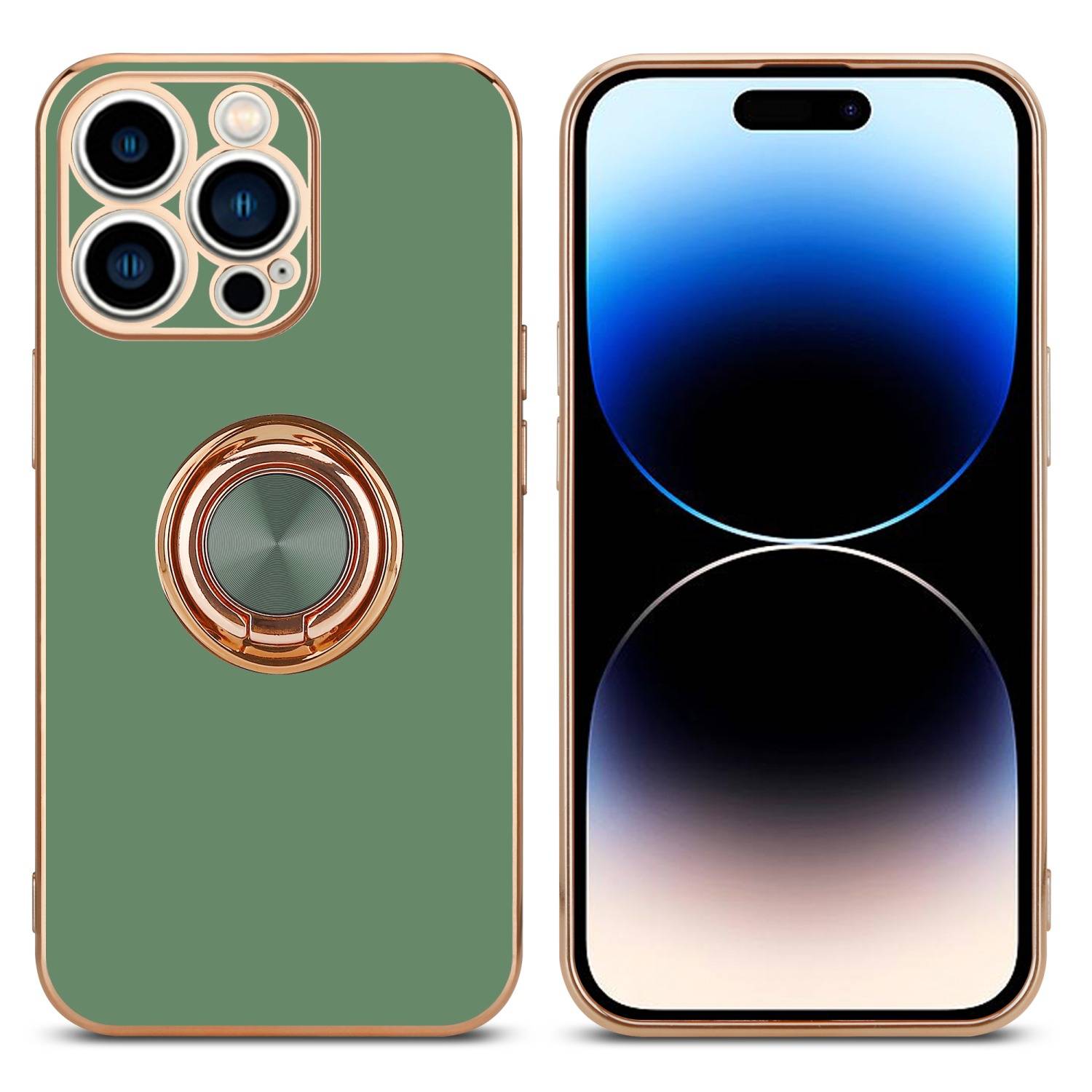 Cadorabo Schutzhülle für Apple iPhone 14 PRO Hülle in Grün Etui Case Cover Kameraschutz magnetische Autohalterung-2