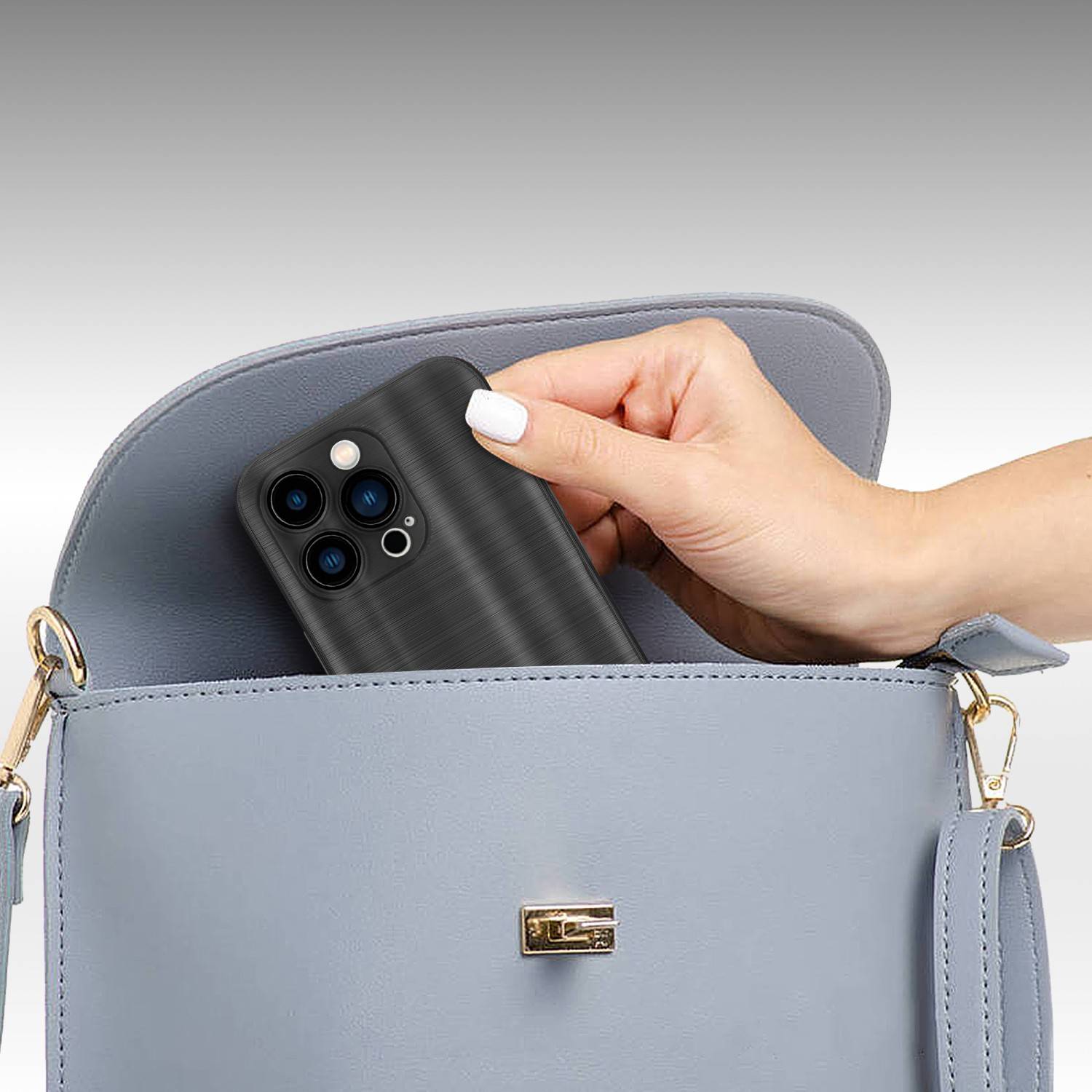 Cadorabo Hülle für Apple iPhone 14 PRO MAX Schutz Hülle in Schwarz Handyhülle TPU Silikon Etui Case-2