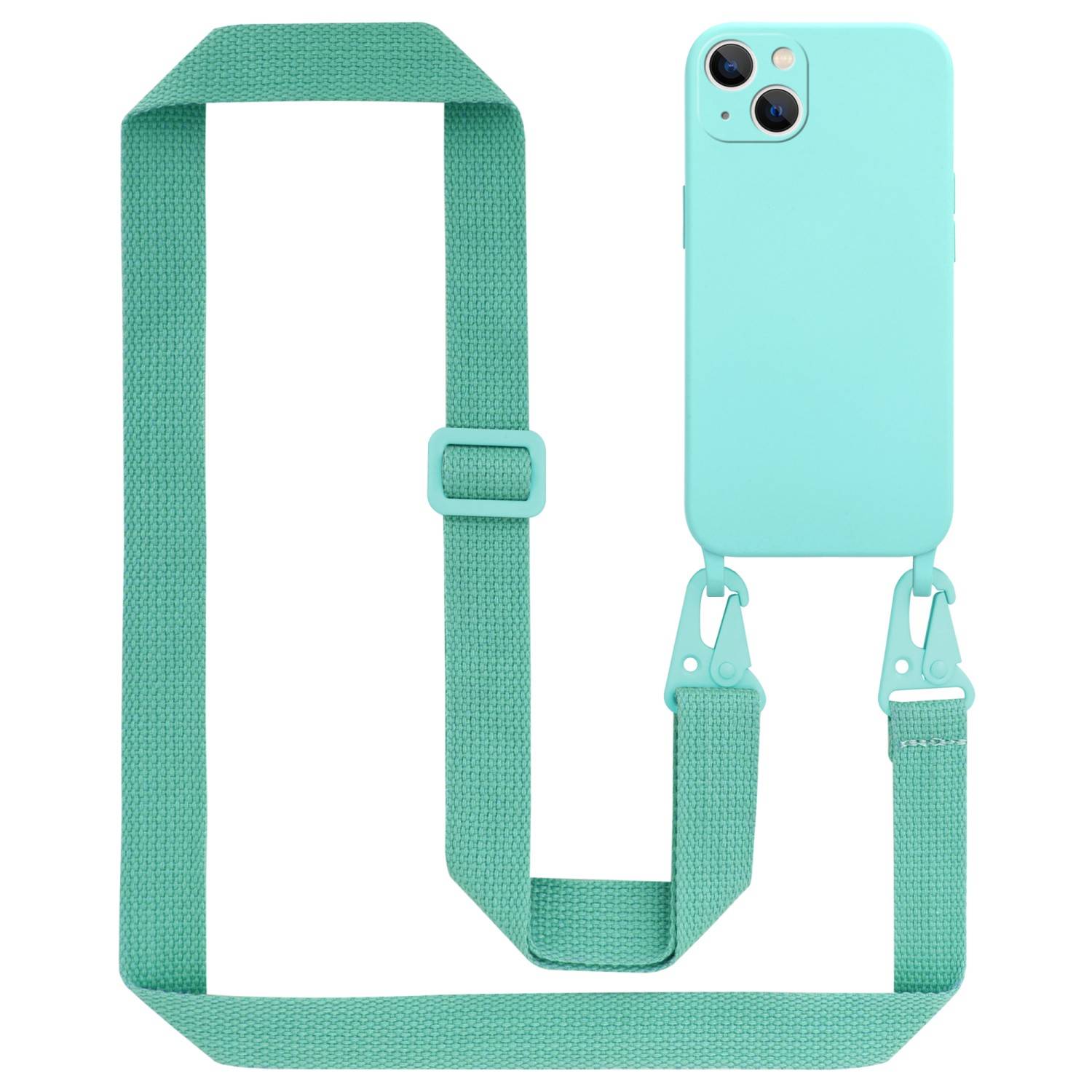 Cadorabo Schutzhülle für Apple iPhone 14 Hülle in Türkis Handykette Etui längenverstellbar Kordel Band-0