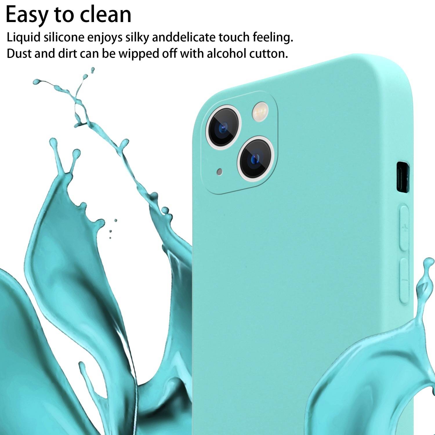 Cadorabo Schutzhülle für Apple iPhone 14 Hülle in Türkis Handykette Etui längenverstellbar Kordel Band-1