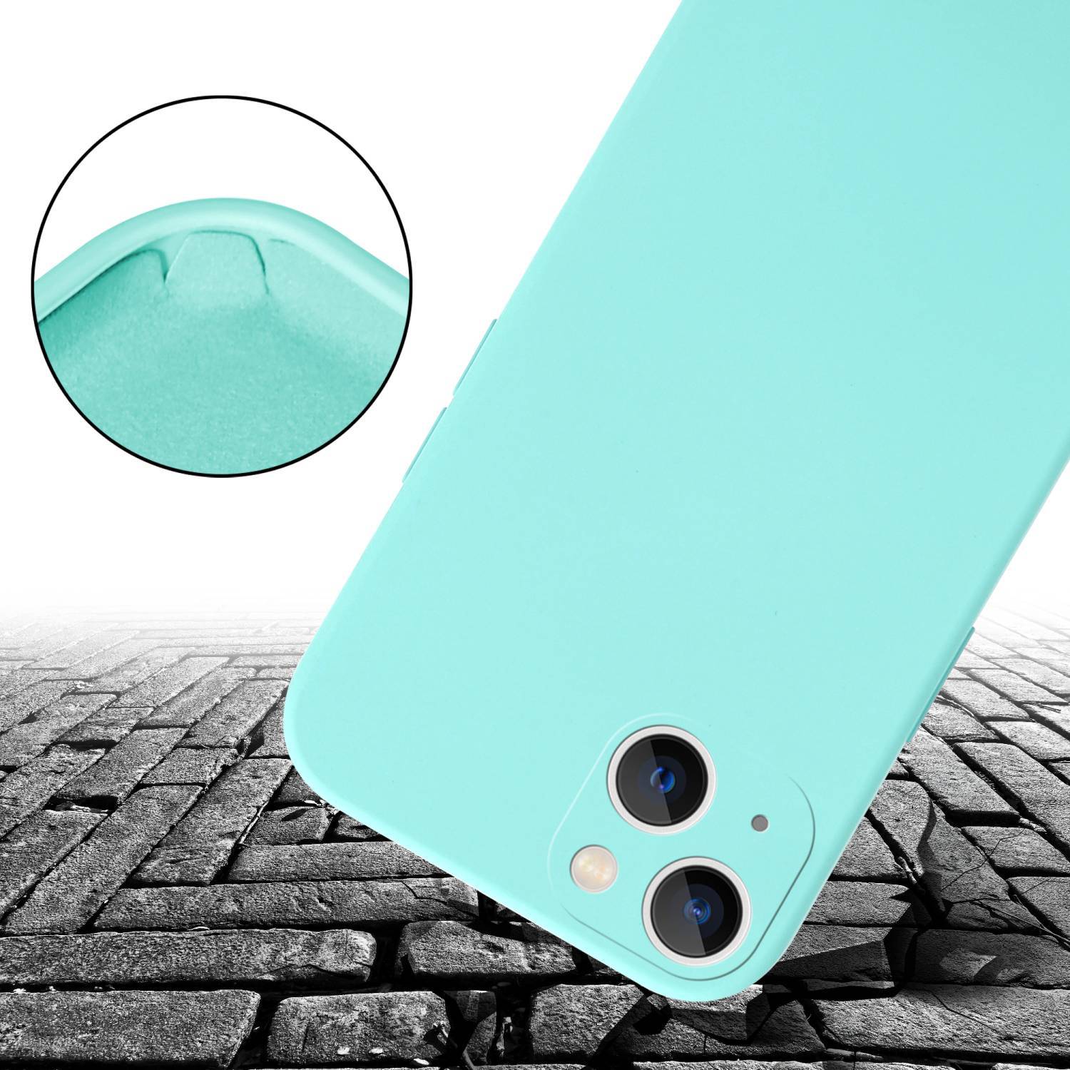 Cadorabo Schutzhülle für Apple iPhone 14 Hülle in Türkis Handykette Etui längenverstellbar Kordel Band-3