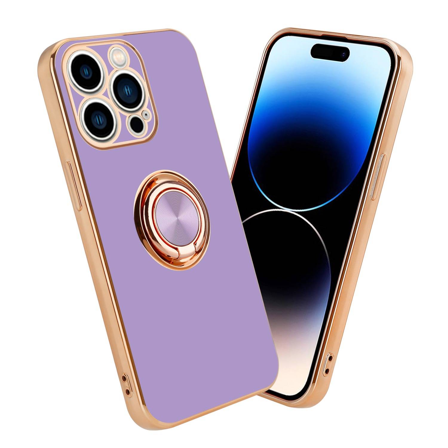 Cadorabo Schutzhülle für Apple iPhone 14 PRO Hülle in Lila Etui Case Cover Kameraschutz magnetische Autohalterung-0