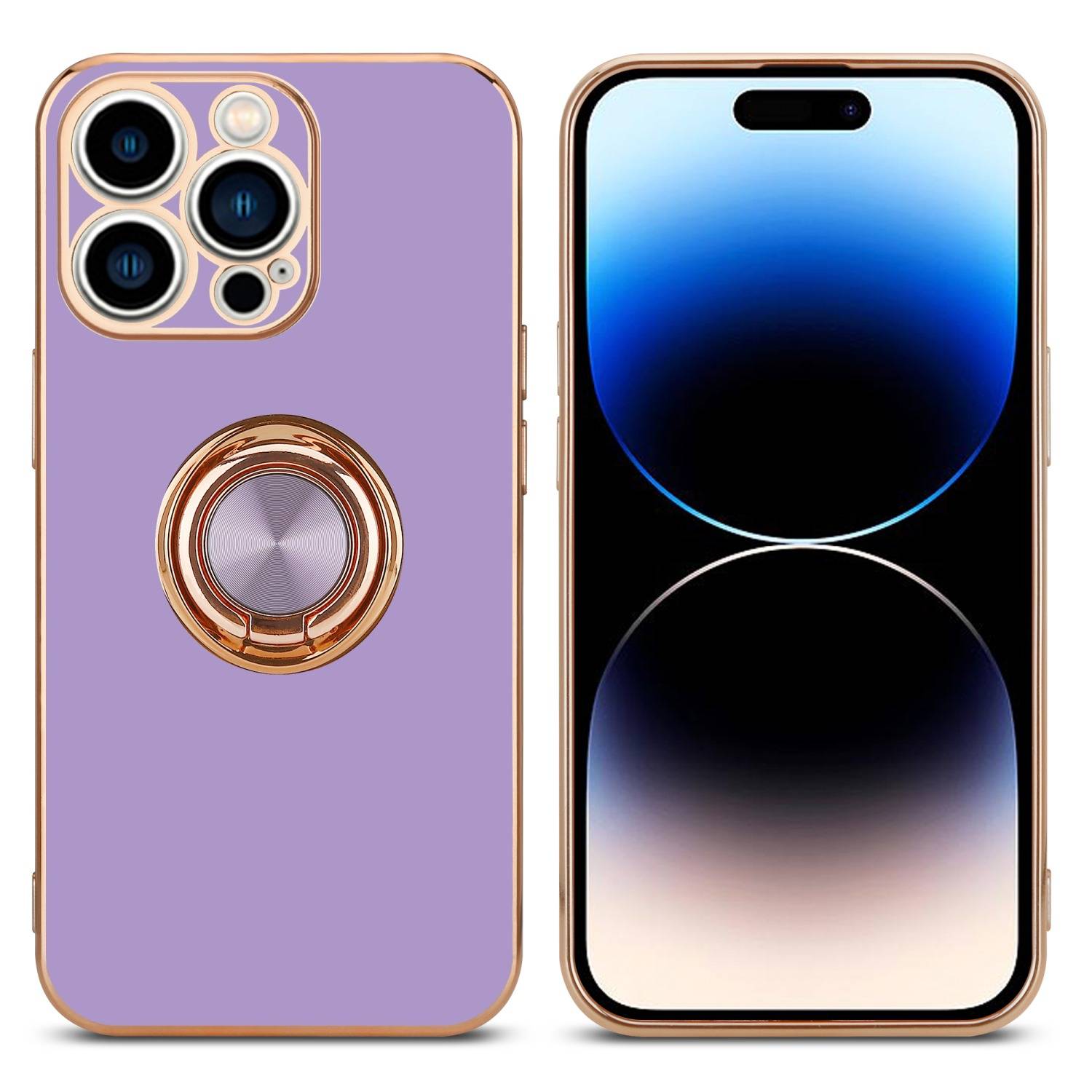 Cadorabo Schutzhülle für Apple iPhone 14 PRO Hülle in Lila Etui Case Cover Kameraschutz magnetische Autohalterung-2