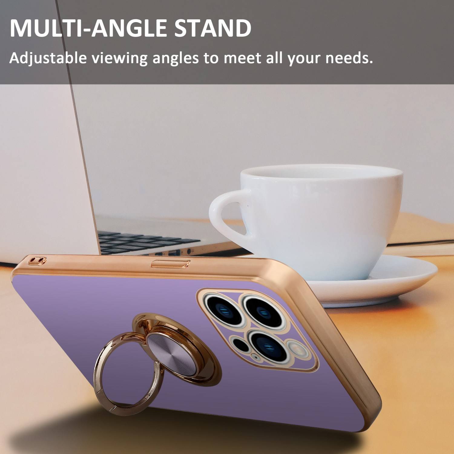 Cadorabo Schutzhülle für Apple iPhone 14 PRO Hülle in Lila Etui Case Cover Kameraschutz magnetische Autohalterung-3