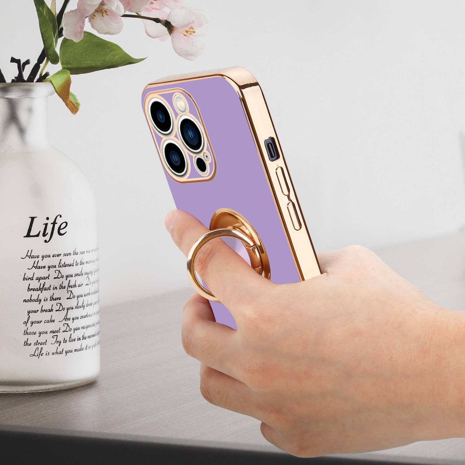 Cadorabo Schutzhülle für Apple iPhone 14 PRO Hülle in Lila Etui Case Cover Kameraschutz magnetische Autohalterung-4