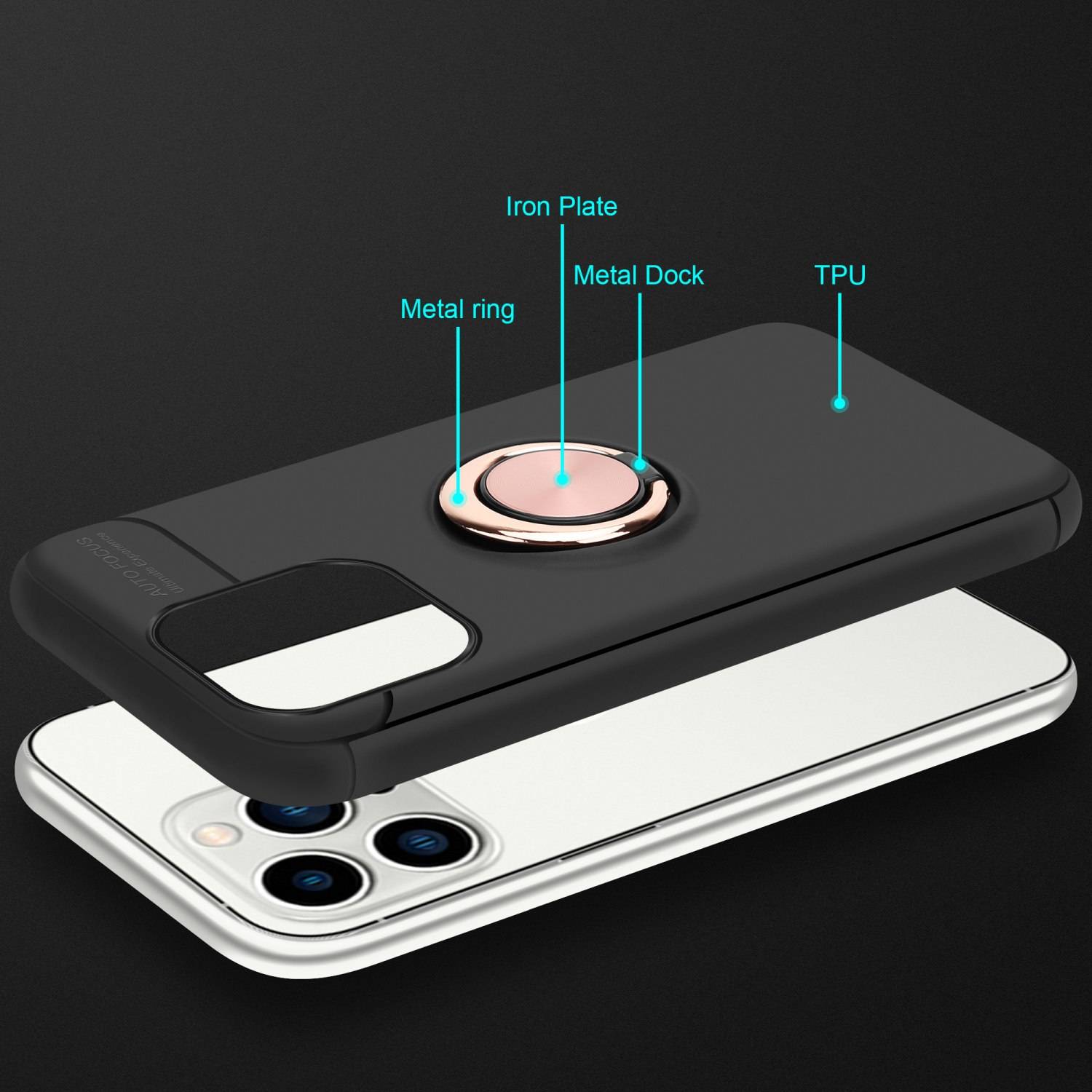 Cadorabo Schutzhülle für Apple iPhone 14 PRO Hülle in schwarz Handyhülle Etui Cover Case Silikon TPU-4