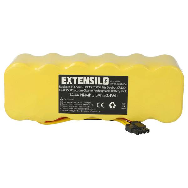 EXTENSILO Akku kompatibel mit Ecovacs Deebot X-500 | KK-8, CR120, X500 Staubsauger (3500 mAh, 14,4 V, NiMH)