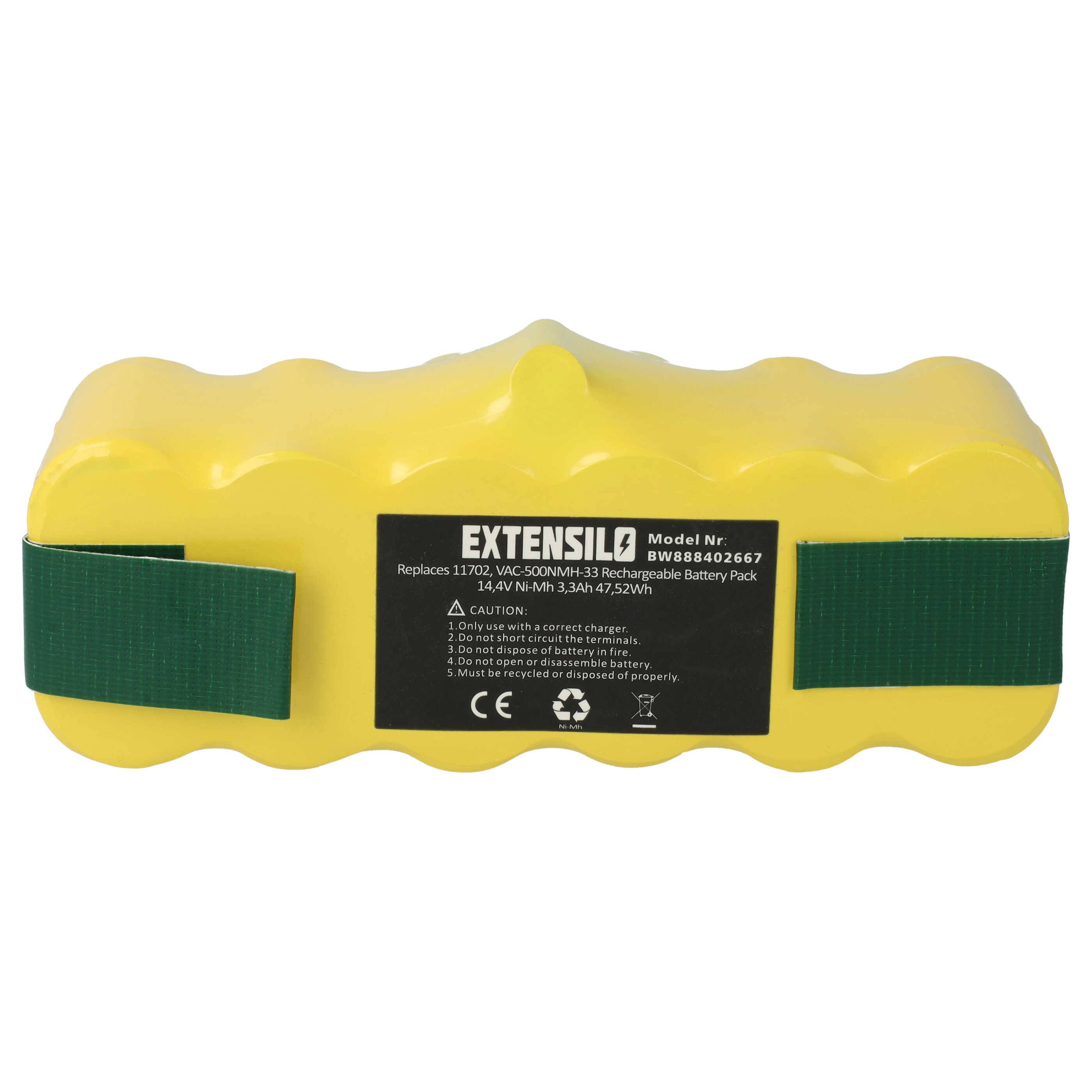 EXTENSILO Akku kompatibel mit iRobot Roomba R3500 | 980, 966 Saugroboter (3300 mAh, 14,4 V, NiMH)-0