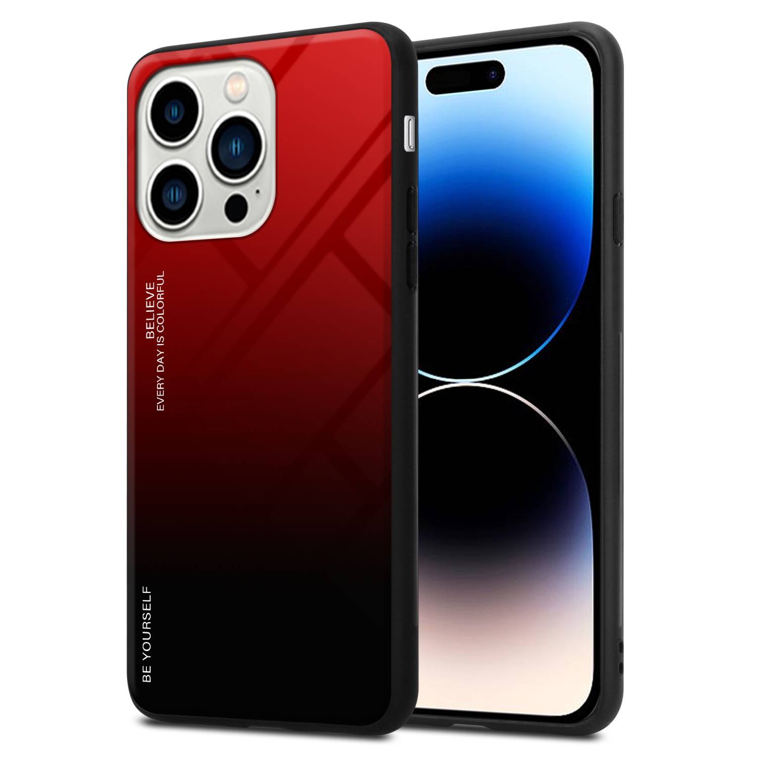 Cadorabo Hülle für Apple iPhone 14 PRO Schutz Hülle in Schwarz Handyhülle TPU Etui Cover Case Tempered Glas-0